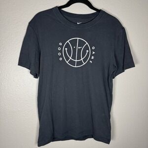 Nike Basketball Good Game Court Smile Face Shirt Size Small Black Graphic